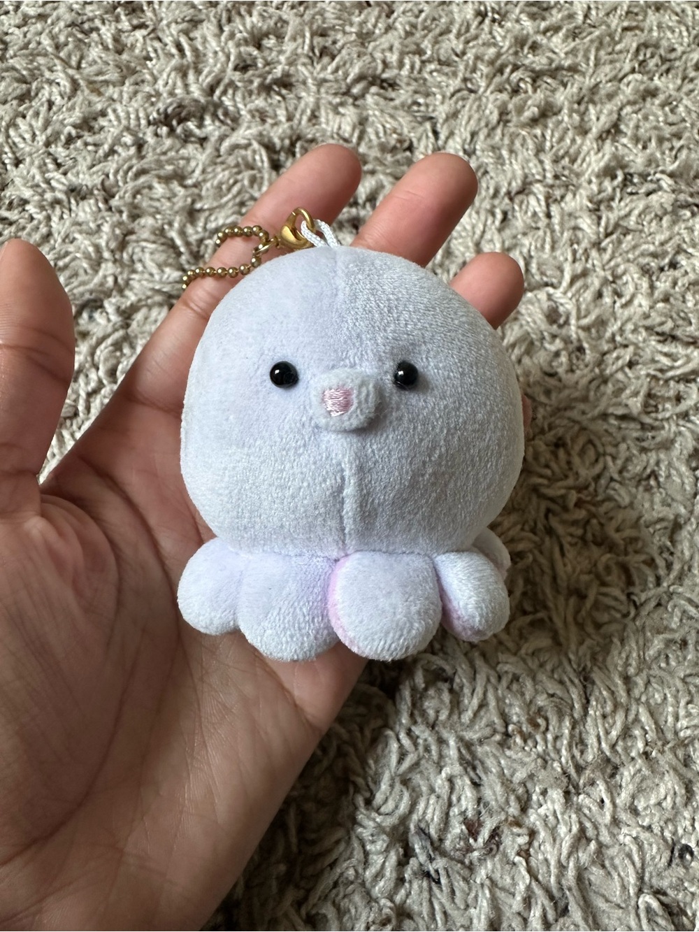Cute White Plush Octopus Key & Card Holder Charm